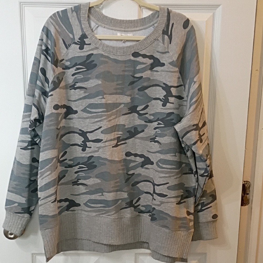 Maurices Grey Camouflage Crewneck Sweater